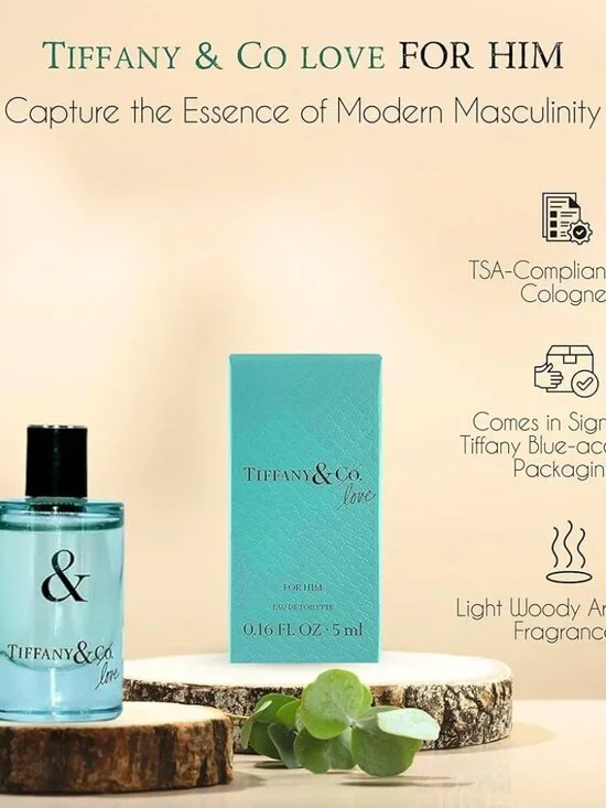 Tiffany & Co Love for Him EDT,Citrus Aromatic Ginger-Mini 5ml,0.16oz-BOXED-NEW - Picture 9 of 15